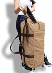 Large Canvas Travel Duffle Bag Heavy Duty, 3-in-1 Convertible Travel Bag with Backpack Straps for Gym, Sports, Travel, Camping(Khaki)