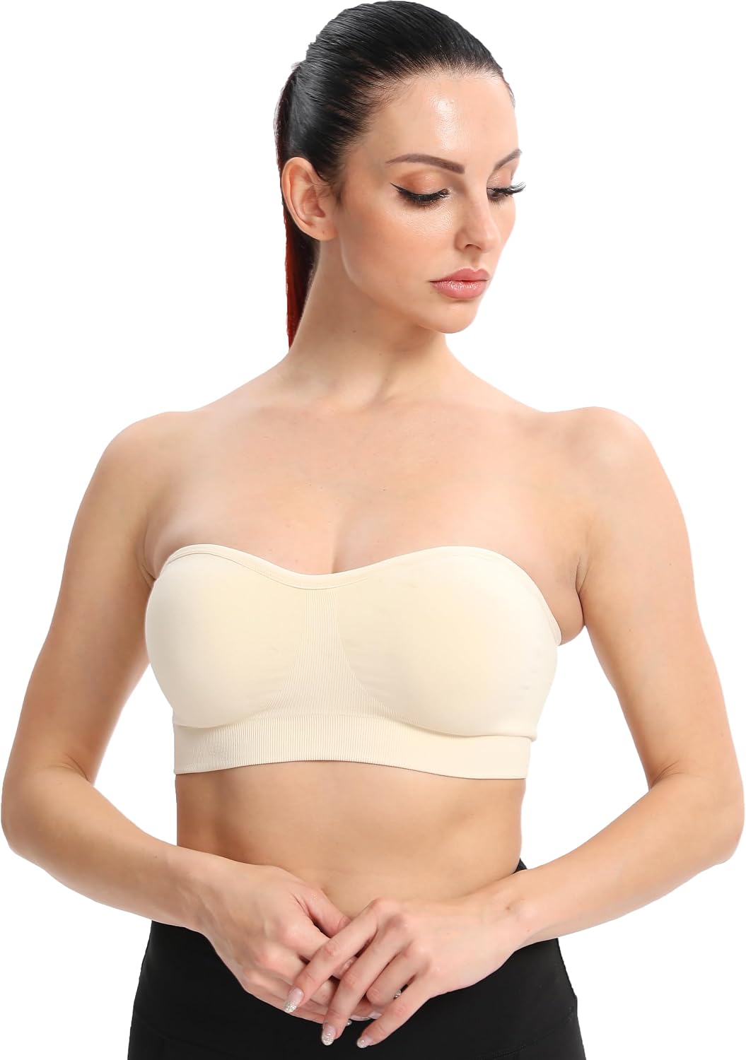 Gnowann Strapless Bras for Women Non-Slip Silicone Bandeau Bralette Seamless Wireless Strapless Bra Padded Tube Top - Image 4