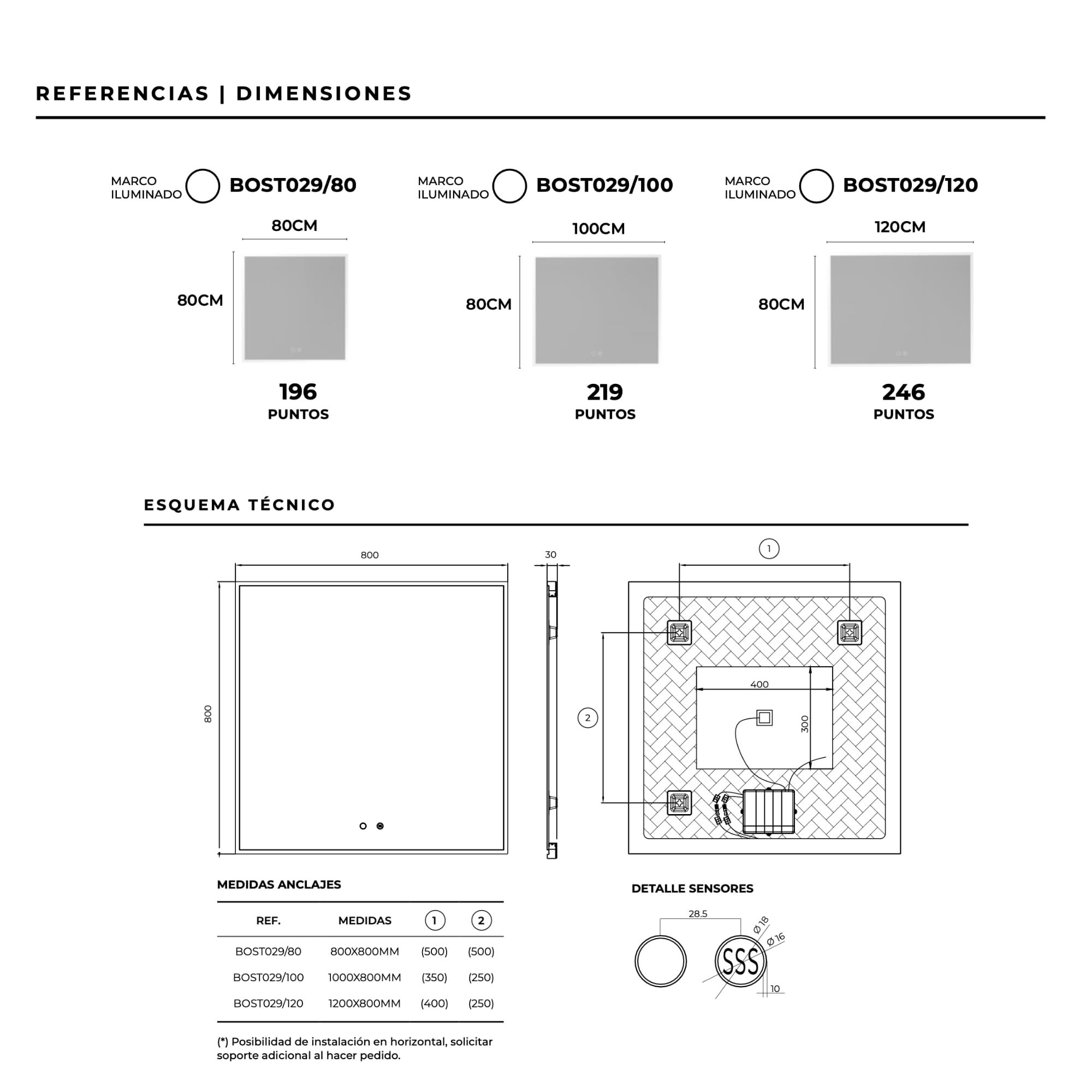 NOLUXA LEDIMEX - Lustro łazienkowe z podświetleniem 60x80cm | Prostokątne lustro z zimnym światłem LED 6500 k | Lustro Łazienkowe ze zintegrowanym oświetleniem bez ramy do mebli | Seria Szwecja