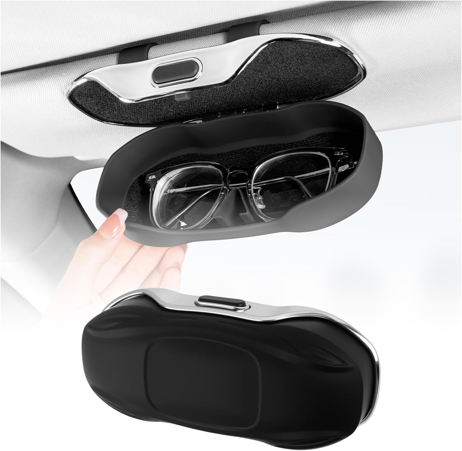 2025 New Sunglasses Holder for Car,Anti-Drop Car Sunglass Holder with Button Release for Storage,Universal Sunglass Holders for Cars Visor Clip Cars Interior Accessories