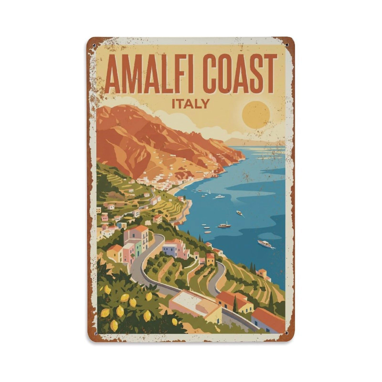 Vintage Travel Summit Italy Mountain Metal Tin Sign