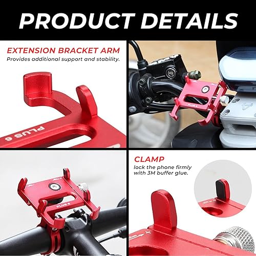 Miniatura 6 de Soporte universal para teléfono para bicicleta y motocicleta, soporte universal para manillar de bicicleta, clip de aluminio giratorio de 360°,