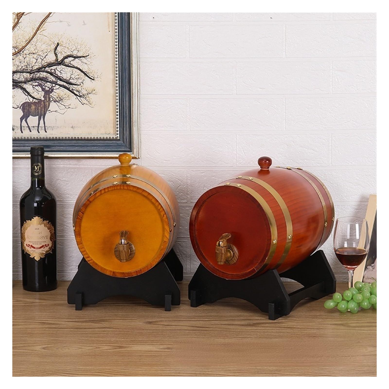 Botte di legno di rovere, per uso domestico, per vino rosso, serbatoio interno, barile per vino, barbecue, birra, vino (1,5 L)