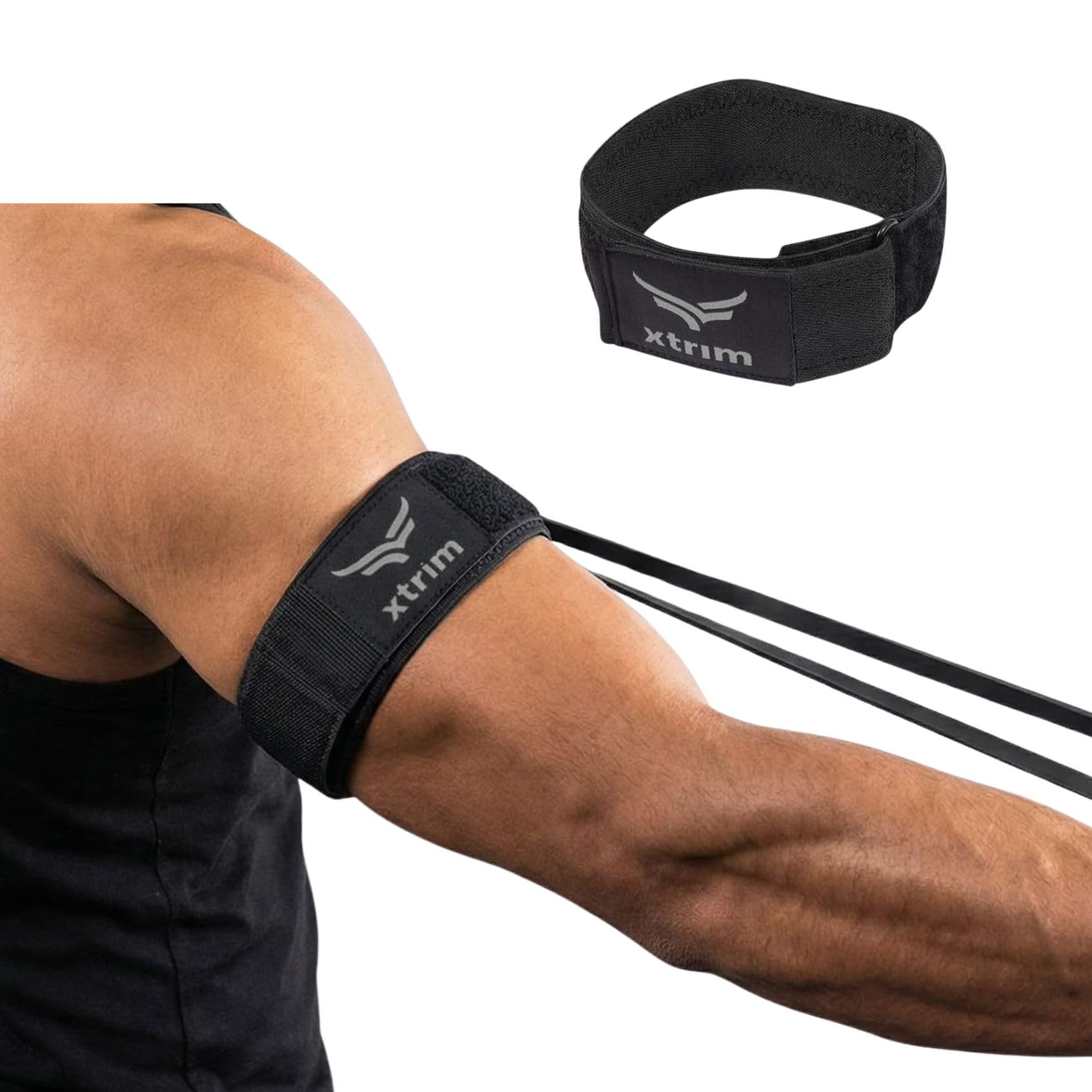 Xtrim Occlusion Band for Blood Flow Restriction Workouts, BFR Training, Adjustable Compression Strap for Arms & Legs, Boost Muscle Growth & Pump, Secure Velcro, Sweat-Resistant, Gym & Home Use, Black