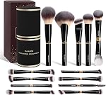MAANGE 13Pcs Brosses de maquillage avec boîtier, Fondation professionnelle Powder Blush Contour Eyeshadows Double-End Make Up Brosses Set avec boîte cadeau (Brown)