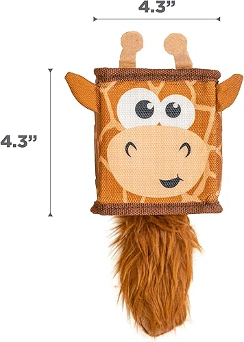 Miniatura 6 de Outward Hound Fire Biterz Cubez Brown Giraffe Squeaky Ballistic Firehose Dog Toy