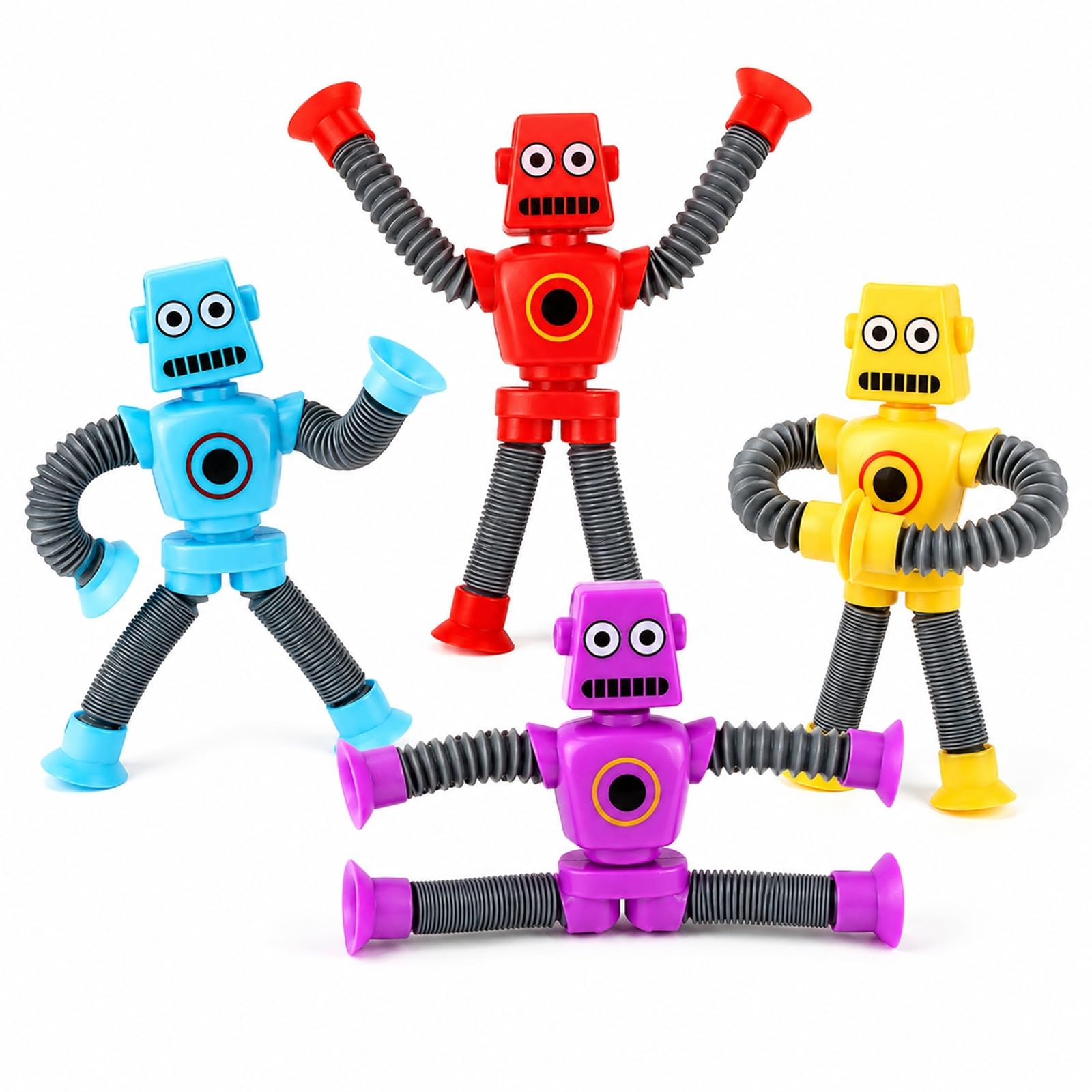 4PCS Telescopic Suction Cup Robot,Fidget Robot Toy,Creative Suction Cup