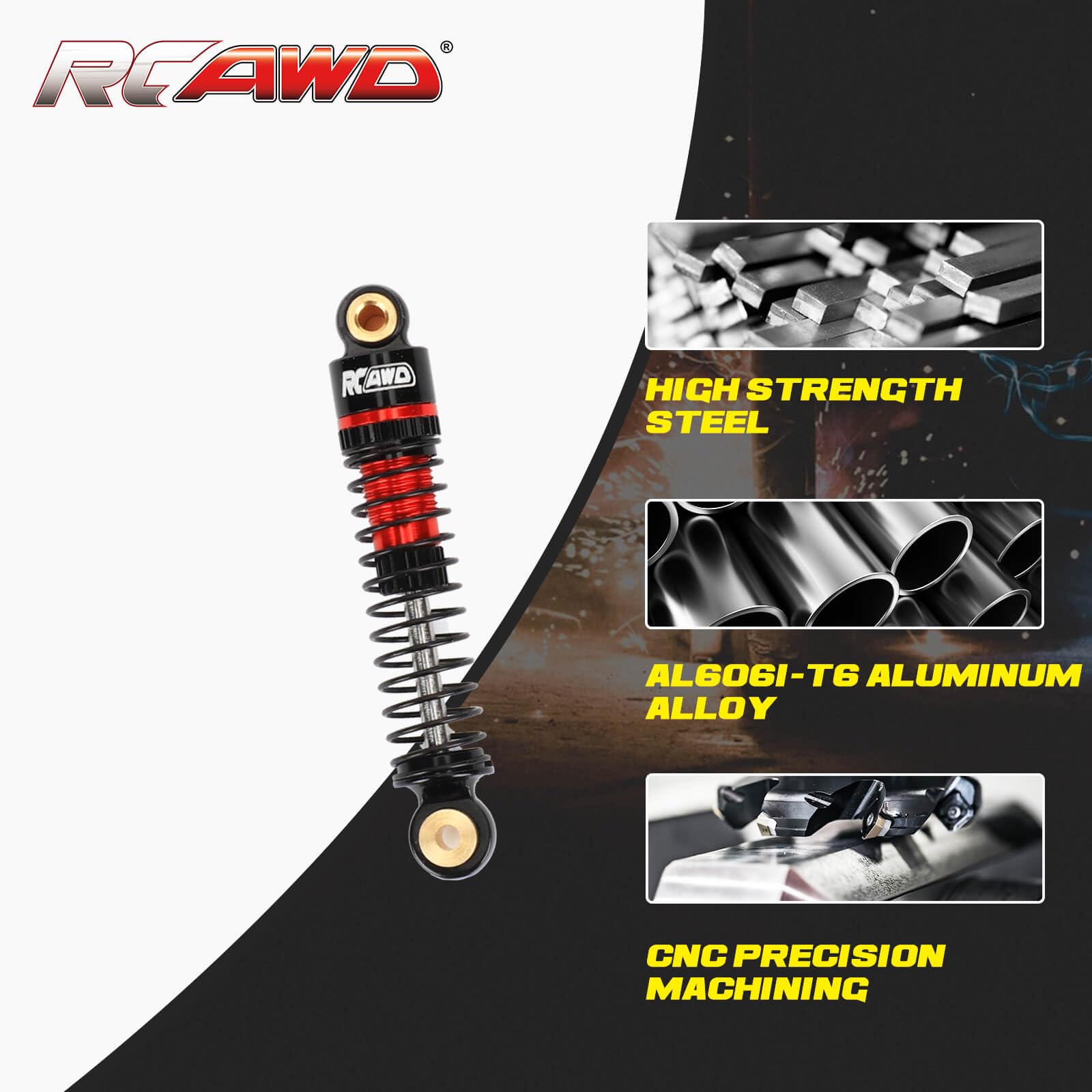 RCAWD Front and Rear Shock Absorbers 41mm 47mm Oil Filled For 1/18 HOBBYPLUS 4WD Crawlers Upgrades Parts(Red) - Image 3