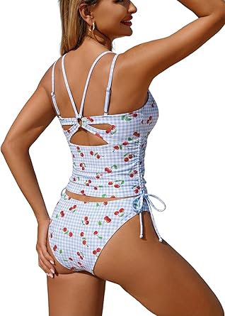 ZAFUL Two piece Tankini y2k Cheeky Tummy Control Swimsuit V-Neck Spaghetti Strap Slimming Bathing Suit 2026