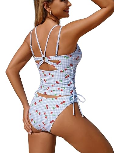 ZAFUL Two Piece Tankini y2k Cheeky Tummy Control Swimsuit V-Neck Spaghetti Strap Slimming Bathing Suit 2026
