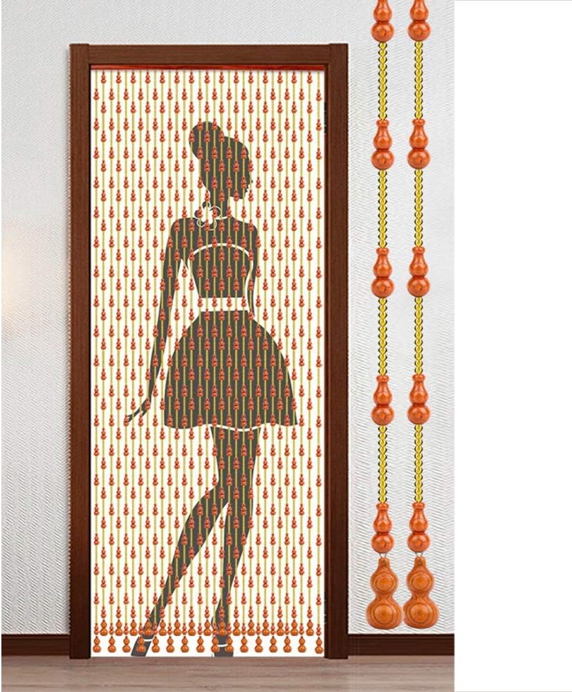 OKUOKA 31 Strands Beaded Door Curtains for Doorways Wood Bead String Curtain for Room Dividers Home Entrance Restaurant Retro Screen Handmade, Customizable (Size : 0.9x0.81m)