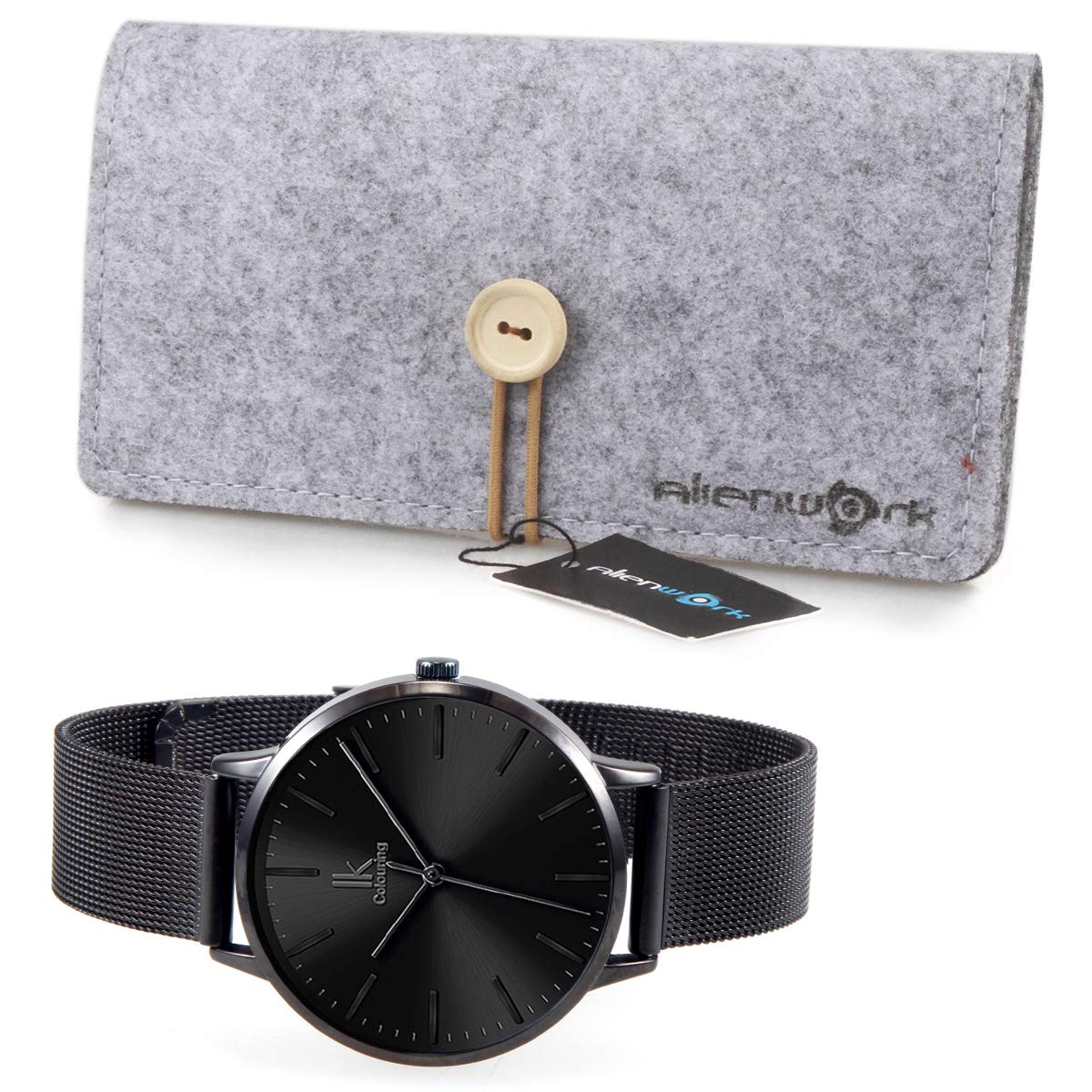 Alienwork IK Minimalist Orologio Donna Ultra-sottile Cinturino in Maglia