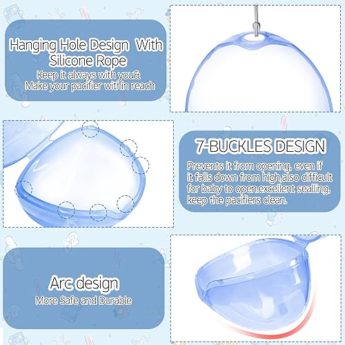 Miniatura 3 de Estuche para chupete, paquete de 3 fundas para chupete sin BPA con cordón para bolsa de pañales, caja contenedor para chupete para bebé, pezón de