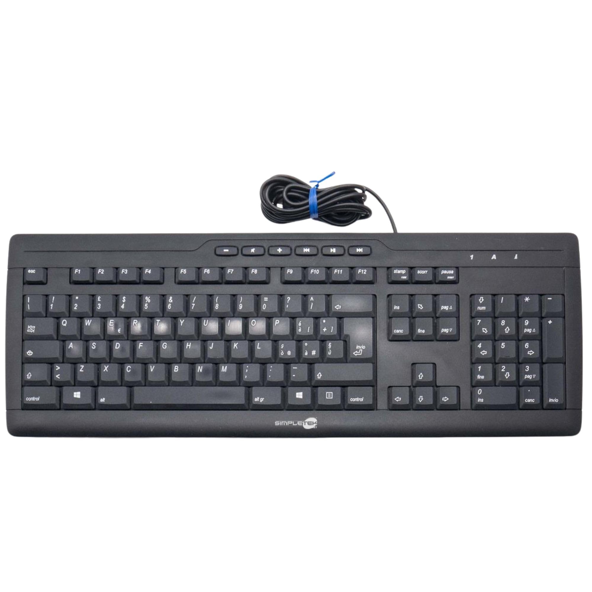 SIMPLETEK - Tastiera Cablata Silent USB | Layout Italiano QWERTY, Meccanismo a Forbice SX, Anti-Schizzo (Ricondizionato)