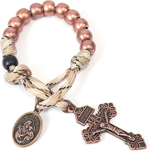 Miniatura 3 de Nazareth Store Juego de rosarios de cuerda de paracaídas, collar de rosario resistente y rosario de una década con cordón fuerte y pesado con San