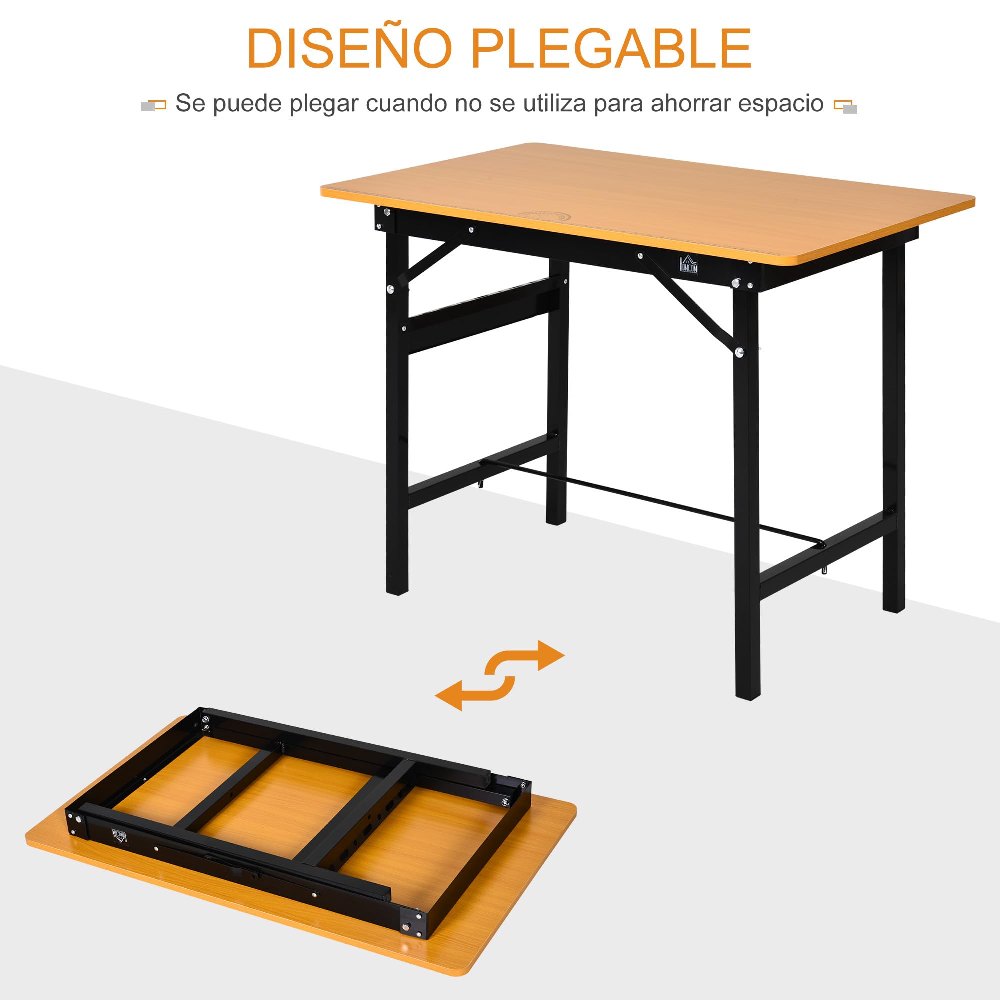 HOMCOM Banco de Trabajo Plegable Mesa con Regla Transportador 100 kg 100x60x75,5 cm Natural Negro