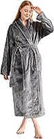 Serenhom Women's Plush Fleece Robe - Soft Fluffy Jacquard Bathrobe for Spa, Sleep & Cozy Relaxation