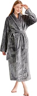 Serenhom Women's Plush Fleece Robe - Soft Fluffy Jacquard Bathrobe for Spa, Sleep & Cozy Relaxation
