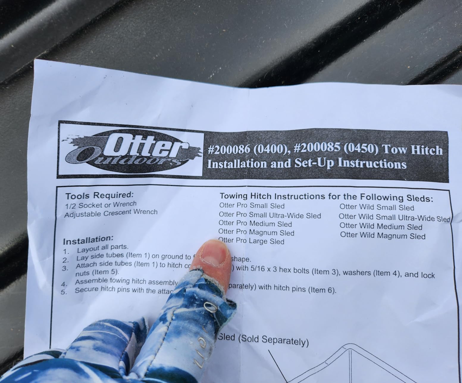 Otter Sled Tow Hitch with Pins Sports & Outdoors