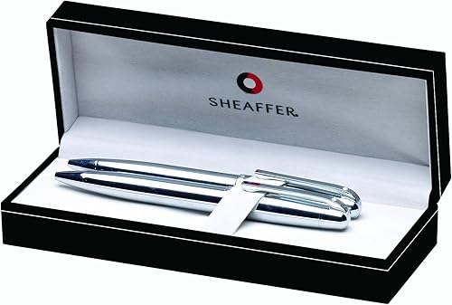 Sheaffer Juego de bolígrafos 500 (GC3) con recambio azul, cromo brillante con ribete cromado (SH9330-9)