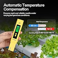 Vista 6 de VIVOSUN - Medidor digital de pH, alta precisión 0.01 pH, medidor de pH tipo bolígrafo para hidroponía, agua potable, piscina y acuario, amarillo