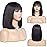 Rebasar Short Bob Wig with Bangs Human Hair Wigs for Black Women Human Hair Glueless 12 Inch None Lace Front Wigs Brazilian Virgin Hair Wear and Go Wig Natural Black Color