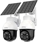 AOSU 3K/5MP Caméras de sécurité solaire sans fil, WiFi Caméra de surveillance Exterieur pour la sécurité à domicile, Panoramique PTZ, Suivi automatique, détection de l'homme/du véhicule, vision nocturne (2 Boîte), SolarCam D1 SE
