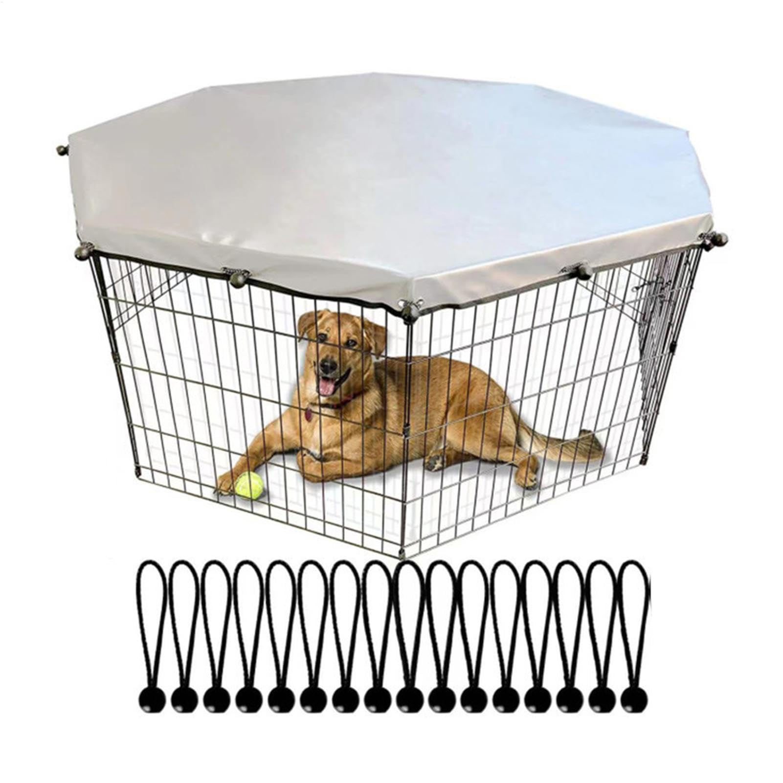 Couverture de parc pour chien - couverture de parc pour chiot Sun Rain proof Cover | La couverture de parc s'adapte à un enclos pour chien à 8 panneaux pour l'extérieur et l'intérieur, une protection