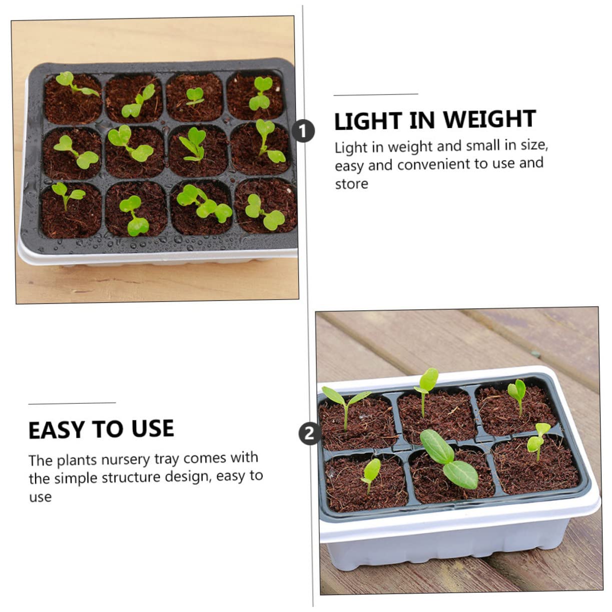 Kisangel 2 Set Vassoi per Germinazione Piante Vassoi per Avviamento Piante Celle per Sementi per Terrazzi 6 Pezzi*2