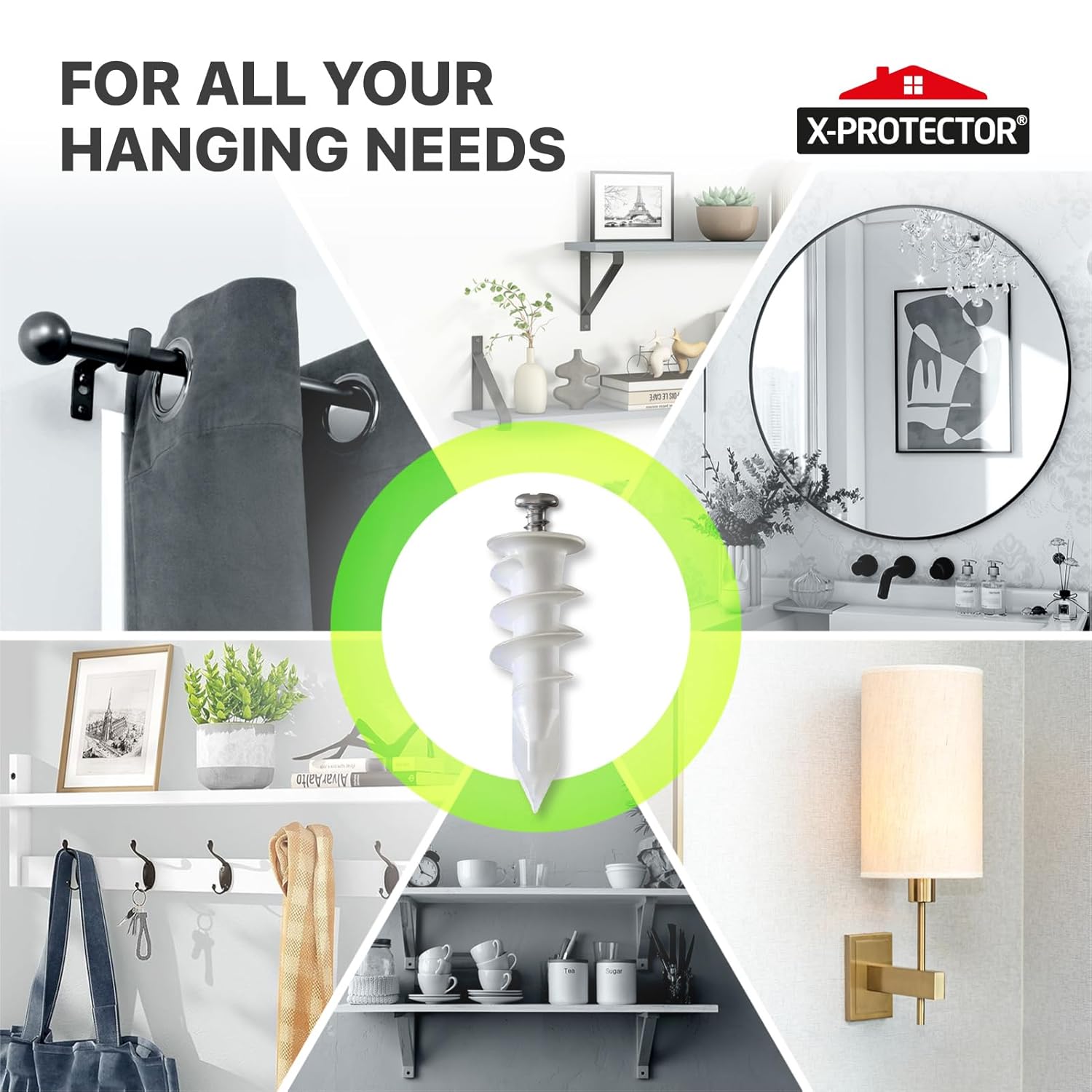 X-Protector Drywall Anchors 100 PCS Set - #8 x 1 1/2" - 50 Wall Anchors + 50 Screws - Heavy Duty - Premium Drywall Anchors and Screws Kit - Self Drilling