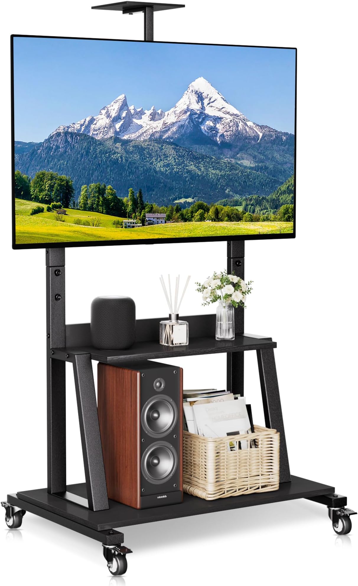 Amazon.com: Mobile TV Stand with Wheels, Heavy Duty Rolling TV Cart ...