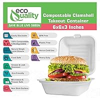 Vista 4 de Recipientes de comida para llevar con cubierta cuadrada compostable con bisagras de 6x6,Contenedores desechables para llevar, contenedores