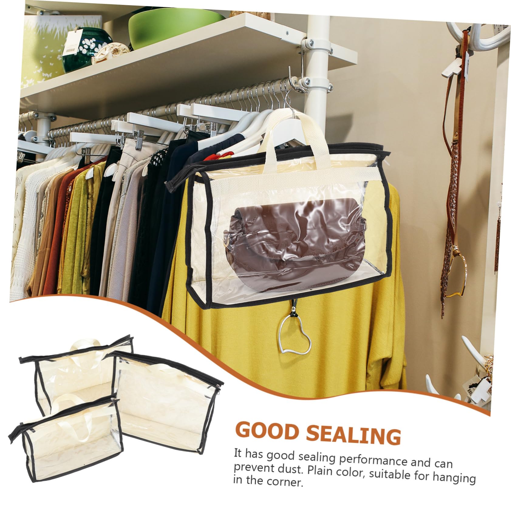 Organizador de Bolsos Colgante Transparente Pvc 15 Piezas para Armario | Diseño Transparente, Fácil de Limpiar y Portátil, para Dormitorio y Hogar, Selección Rápida en Perchas y Bolsas