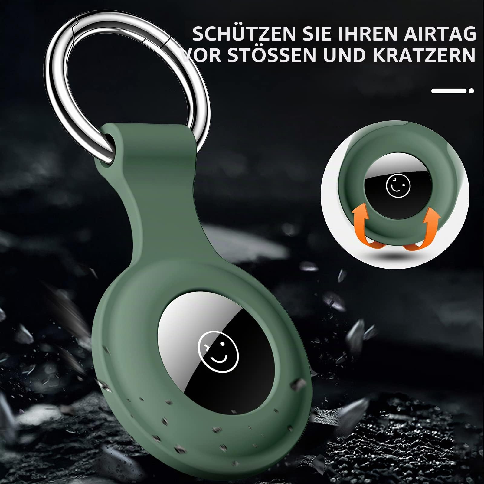 Dirrelo 4 Stück Silikon Hülle Kompatibel mit Apple Airtag Schlüsselanhänger Kratzfest Waschbar