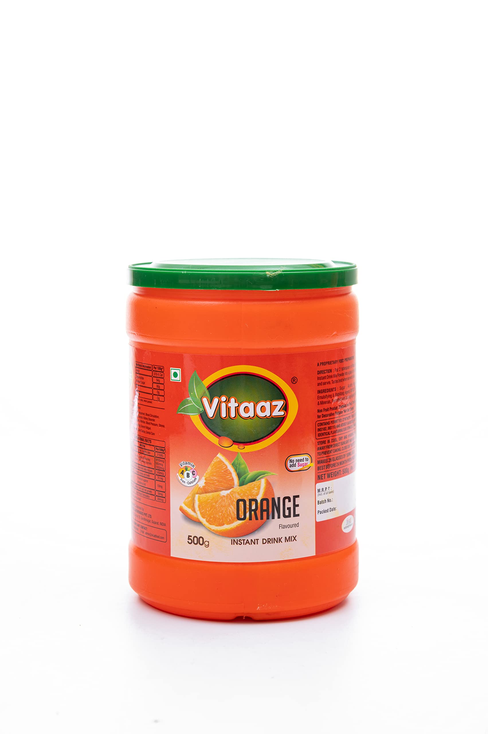 Vitaz Instant Drink Powder Mix, Orange Flavor, 500g Jar : Amazon
