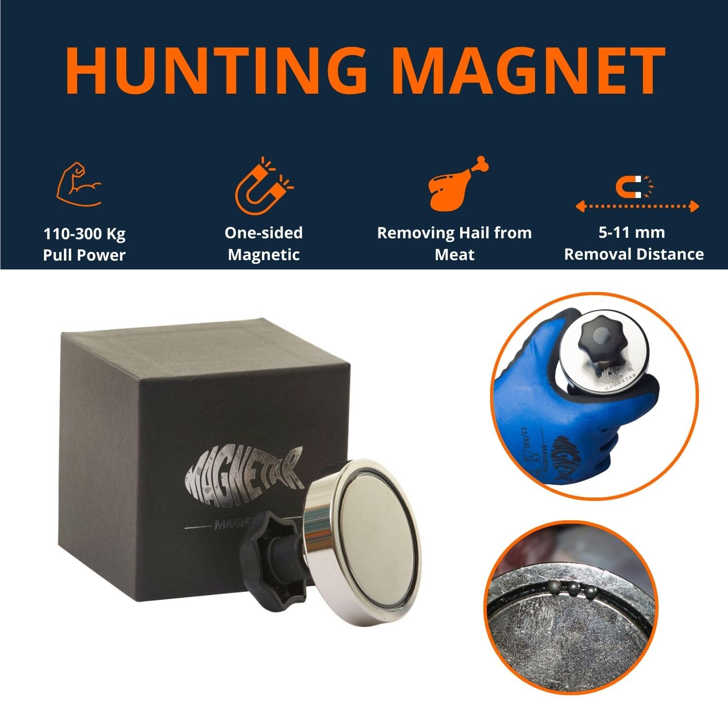Magnetar Magnete da caccia – 300 kg – eliminazione dei rottami in acciaio – magnete grandine – magnete selvatico – con pulsante – magnete al neodimio