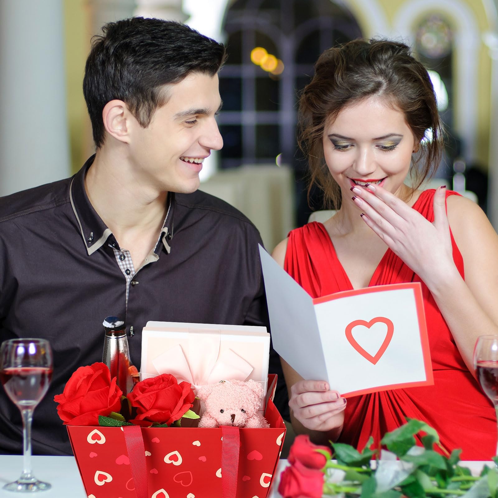 Glenmal 50 cesti regalo vuoti con manici, in carta kraft, vuoti, fai da te, 24 x 16 x 10,9 cm, per feste, matrimoni, confezioni regalo, confezioni regalo, anniversari, esposizione