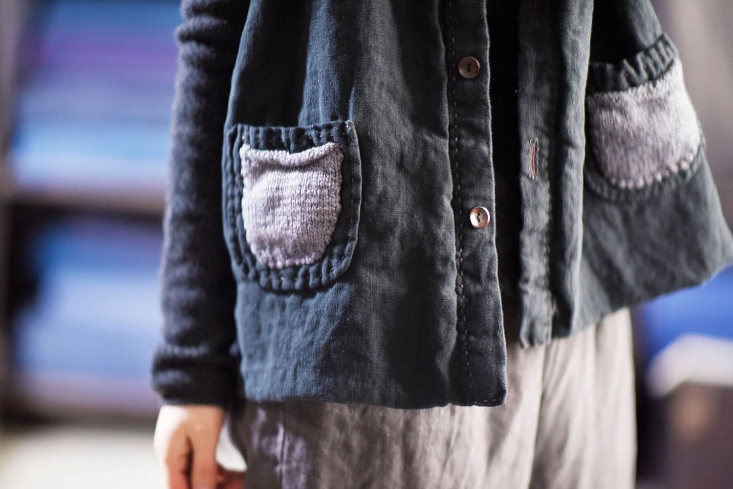 NFYM Women's Linen Vest Thin Quilted Mid Length Button Down Sleeveless Jacket with Hand Woven Pockets