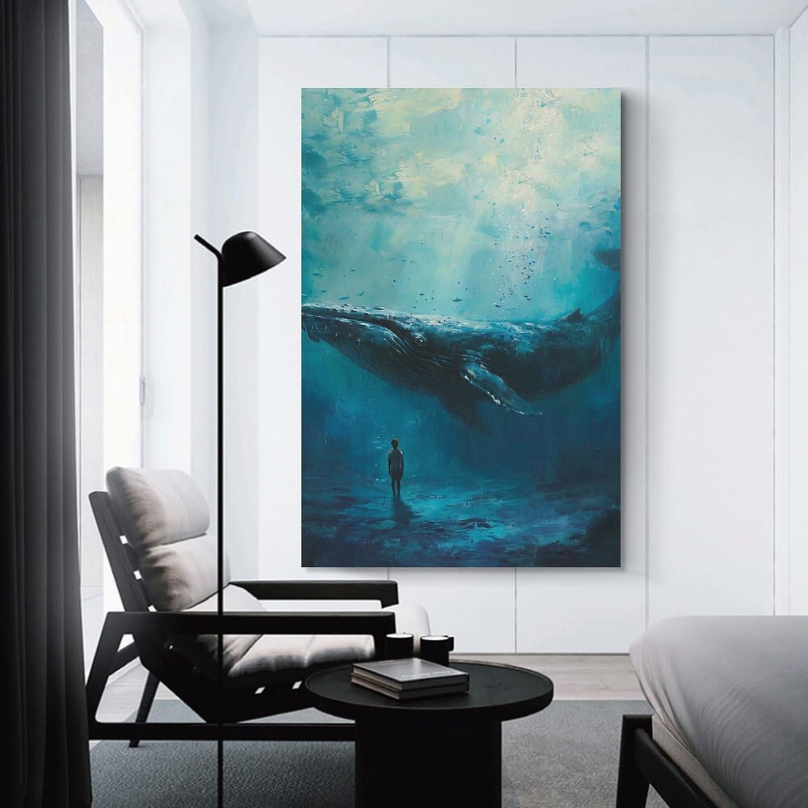 Junmoney Whale Whispers Boy Dreams Home Decor Wall Art 20x30inch(50x75cm), for Home, Office, Studio Or Guest Room, Canvas Wall Art That Fits Changing Layouts
