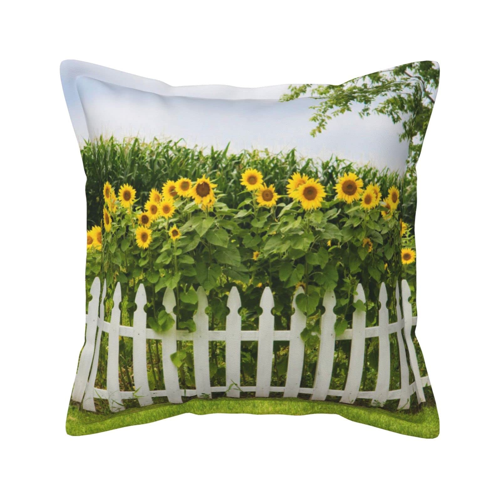 Housses de coussin tournesols blancs similicuir carré chambre salon