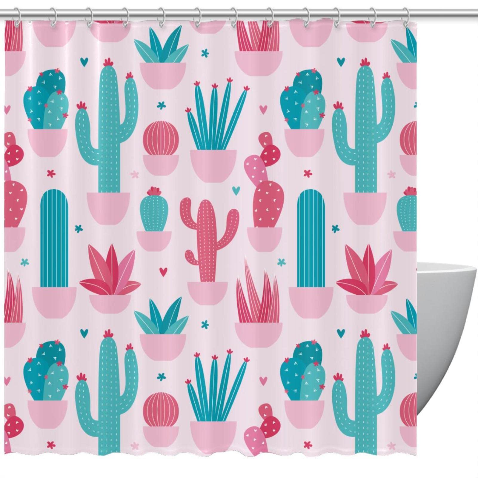 Rideau de douche cactus sans odeur pour baignoire saine et propre