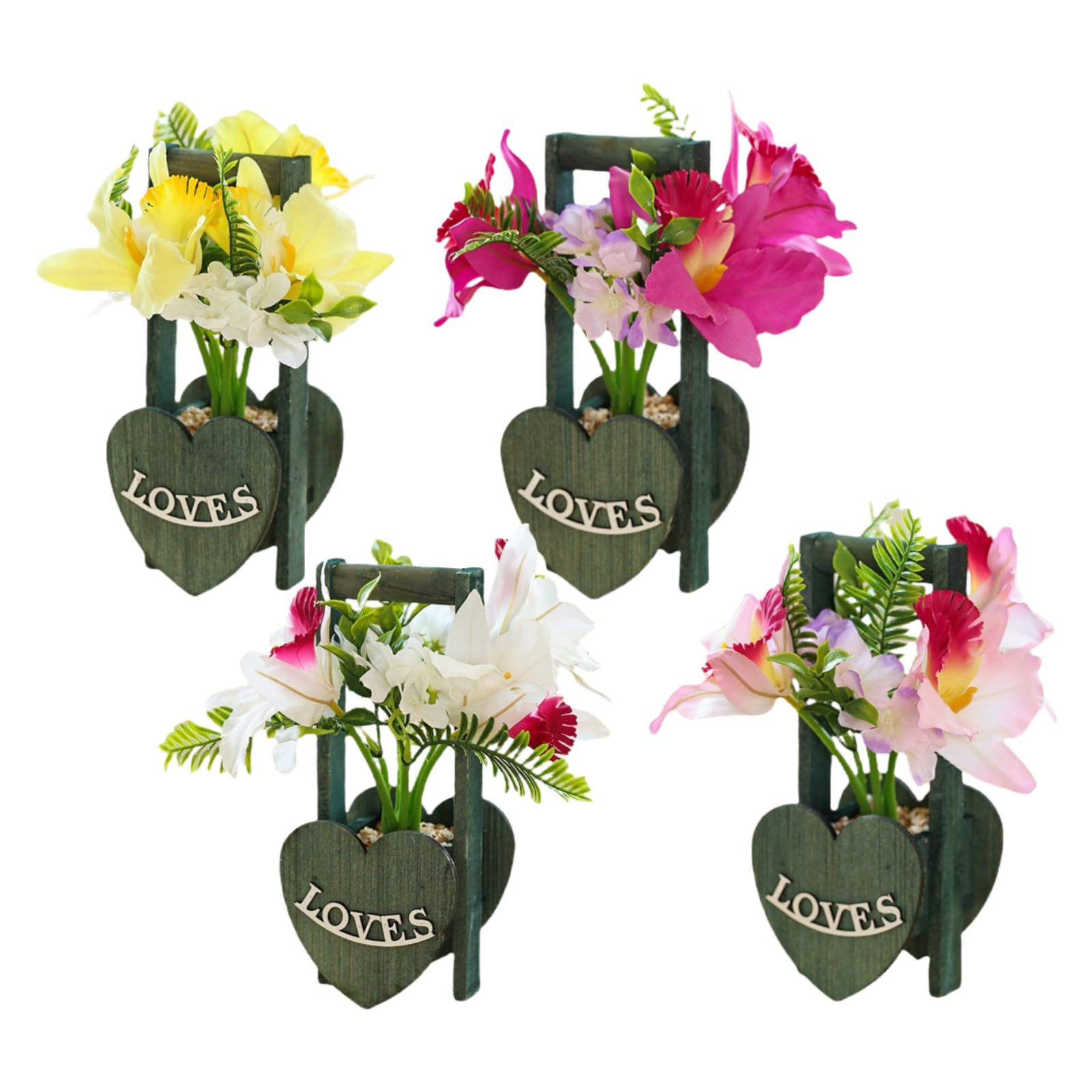 Plantes artificielles d'intérieur : lot de 3 pots de cymbidium avec paniers