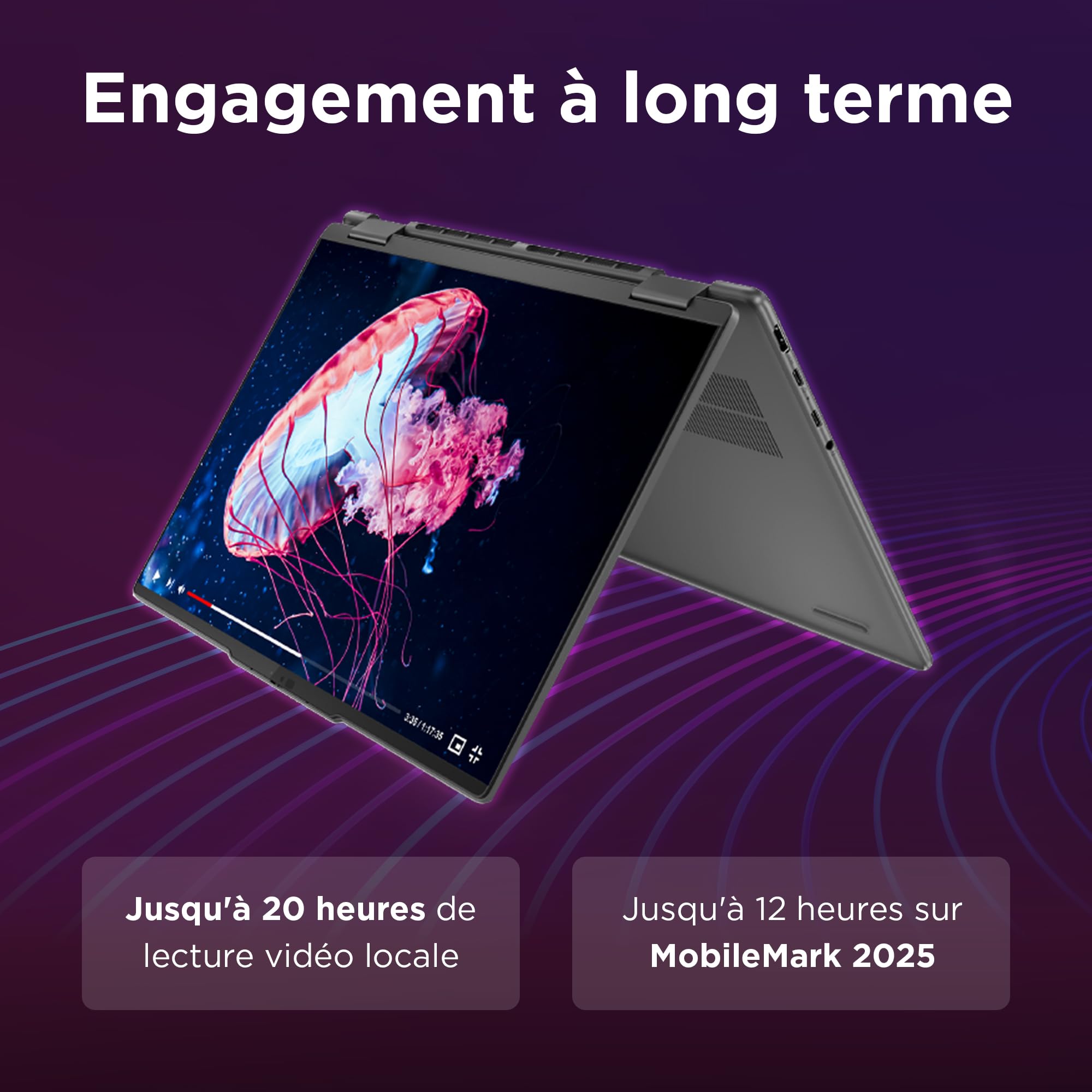 Lenovo Yoga 7 2-en-1 14AHP9 - Ordinateur Portable AI 14'' WUXGA OLED (AMD Ryzen 5 8640HS, RAM 16Go, SSD 512Go, AMD Radeon 760M Graphics, Windows 11 Home) Clavier rétroéclairé AZERTY Français - Gris