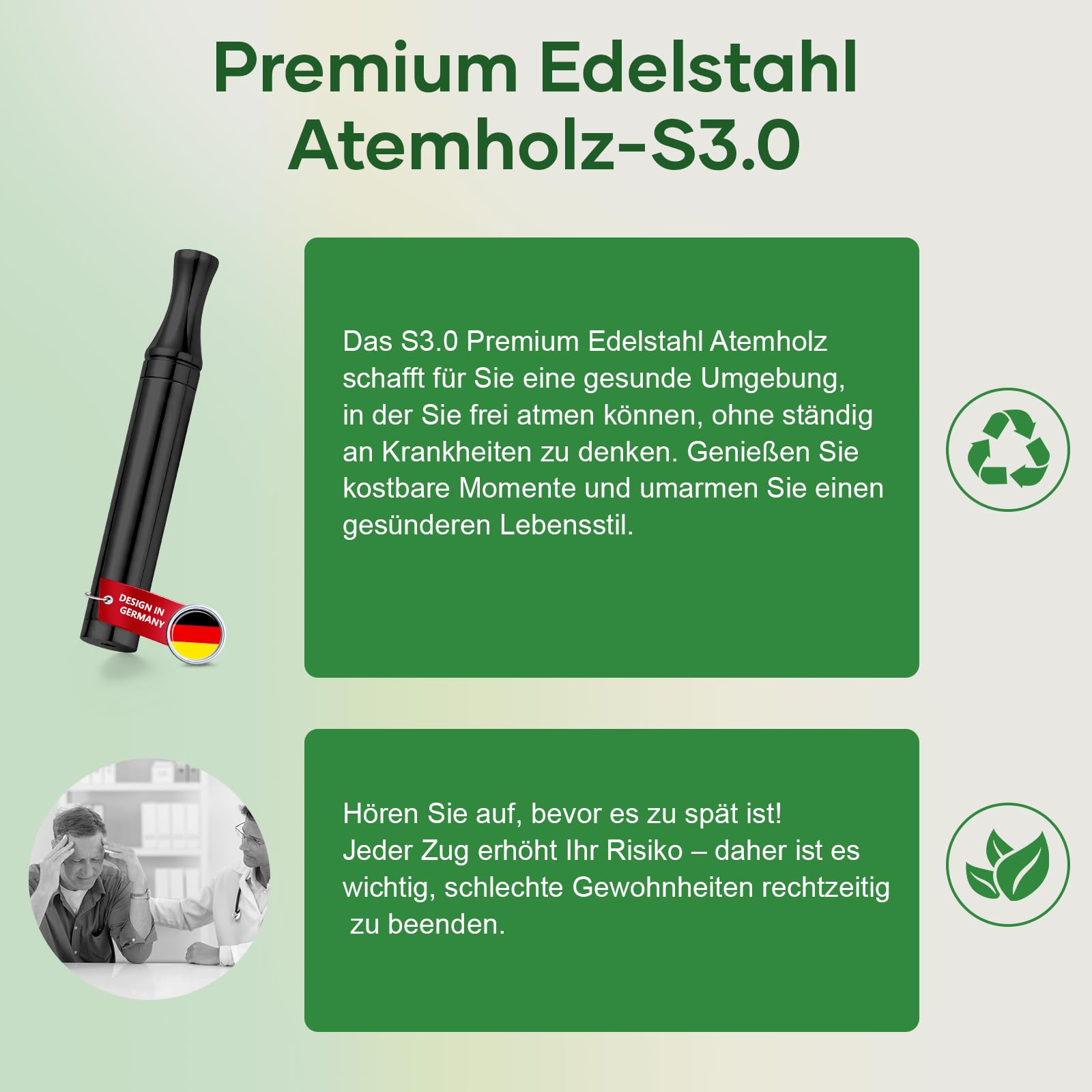Mindfulness-Inhalator-Set mit 15 aromatisierten Filtern Schwarz
