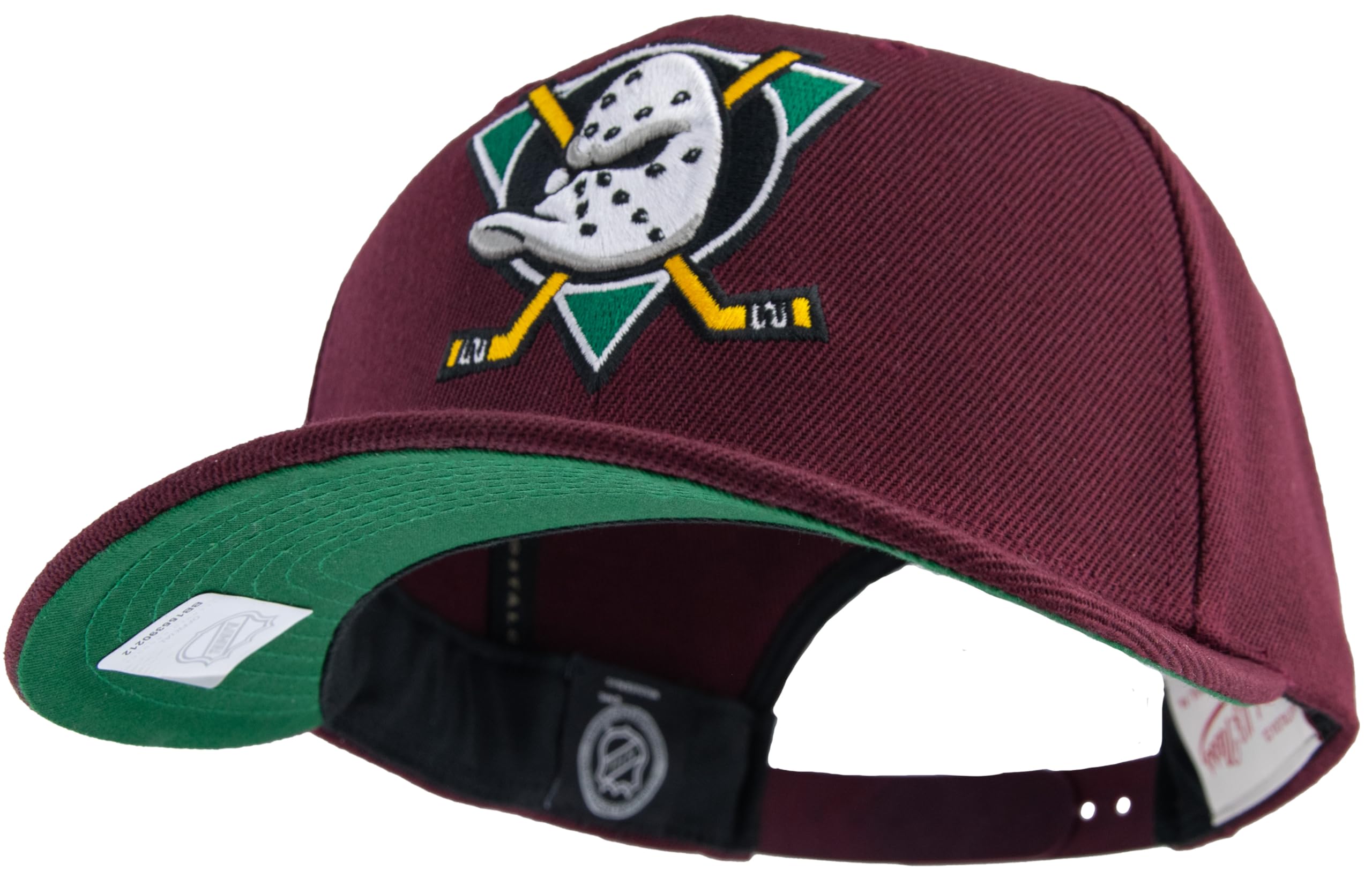 Mitchell & Ness NHL Team Ground 2.0 Pro Gorra de béisbol – Anaheim Ducks, Borgoña, cierre posterior ajustable (tamaño ajustable)