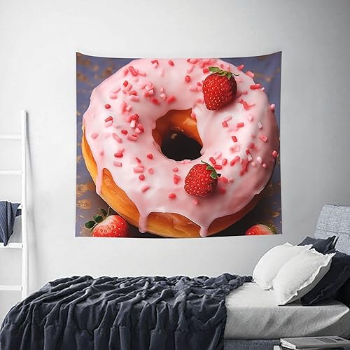 Miniatura 7 de Tapiz de donas de fresa para colgar en la pared de la sala de estar, tapiz de pared para dormitorio, decoración de pared estética, tapices para