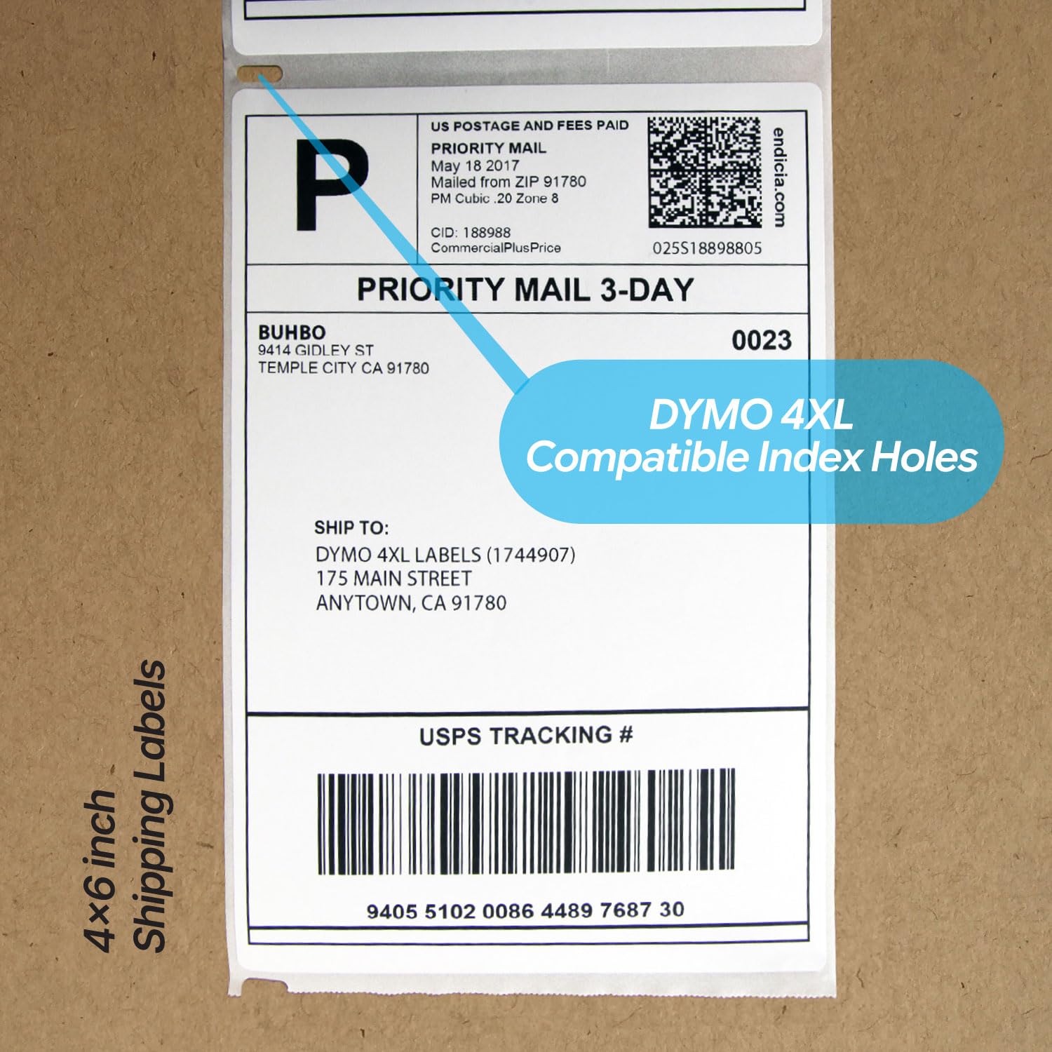 Buhbo DYMO compatibile 10,2 x 15,2 cm 4 x L Shipping Label 1744907, bianco (220 per rotolo) 20 Rolls