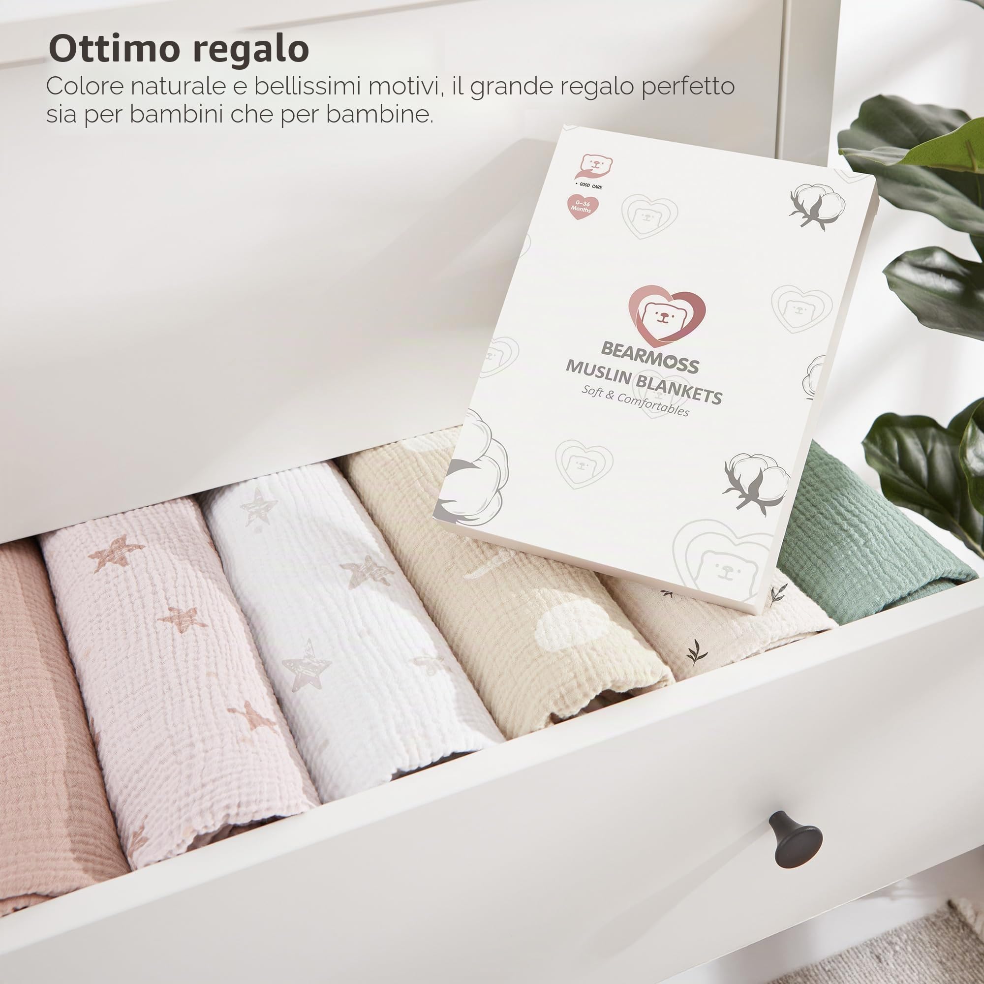 bearmoss Baby Coperta per Passeggino 90 x 90 cm Ovetto Universale Coperta Neonato per Seggiolino Auto, Passeggino, Navicella, con Imbottitura (Albicocca luna)