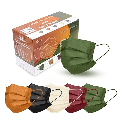 FriCARE Mascarillas desechables para adultos, 4 capas ASTM nivel 3, protección contra alergias, envueltas individualmente, paquete de 50, surtido de