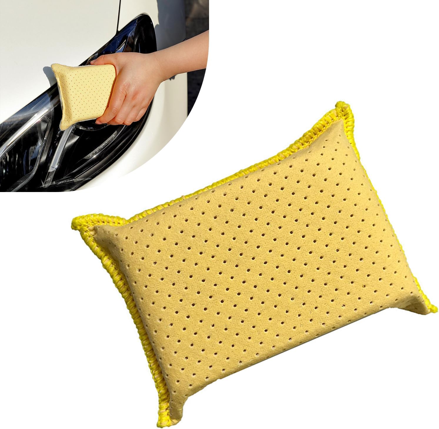 Windshield Cleaning Sponge, Absorbent Microporous Window Glass Defogger, Washable Anti-Scratch Car Windshield Cleaner, Universal Cleaning Tool for Most Cars (Yellow)